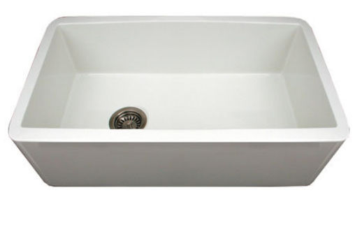 Picture of Whitehaus Collection  WH3018-WHITE 30 in. Duet reversible fireclay sink with smooth front apron- White