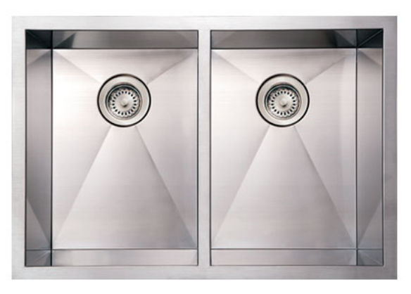 Picture of Whitehaus Collection  WHNCM2920EQ 29 in. Noahs Collection commercial double bowl undermount sink- Brushed Stainless Steel