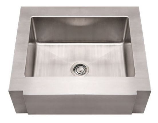 Picture of Whitehaus Collection Alfi Trade WHNCMAP3026 30 in. Noahs Collection commercial single bowl sink with a decorative notched front apron- Brushed Stainless Steel