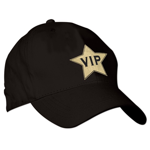 Picture of Beistle 60261 Black Cap with Gold Vip Star Stamp - Pack of 12