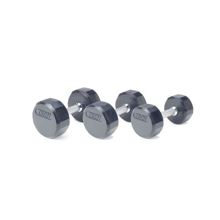 Troy 12-Sided Rubber Encased Dumbbell - 105 lbs. - Sold as single dumbbell