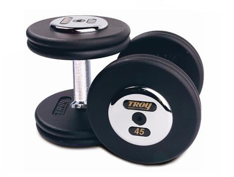 Troy Barbell PFD-080C Black Troy Pro-Style Cast dumbbells - Chrome endplates - 80 lbs. - Sold as Pairs