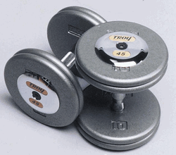 Troy Barbell HFD-7.5C Grey Troy Pro-Style Cast dumbbells - Chrome endcaps - 7.5 lbs. - Sold as Pairs