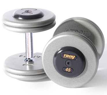 Troy Barbell HFD-7.5R Grey Troy Pro-Style Cast dumbbells - Rubber endcaps - 7.5 lbs.