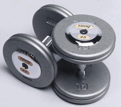 Troy Barbell HFD-035C Grey Troy Pro-Style Cast dumbbells - Chrome endcaps - 35 lbs. - Sold as Pairs