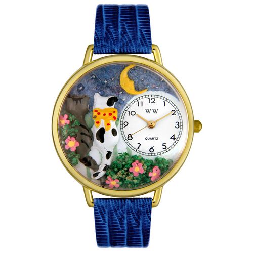 Picture of Whimsical Watches G0120009 Cats Night Out Royal Blue Leather And Goldtone Watch