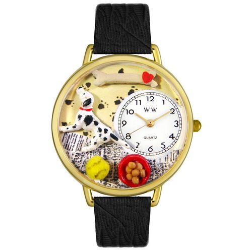 Picture of Whimsical Watches G0130031 Dalmatian Black Skin Leather And Goldtone Watch
