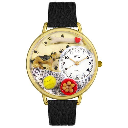 Picture of Whimsical Watches G0130040 German Shepherd Black Skin Leather And Goldtone Watch