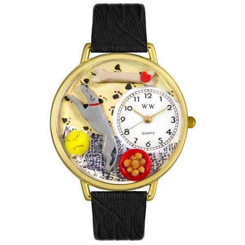 Picture of Whimsical Watches G0130046 Greyhound Black Skin Leather And Goldtone Watch