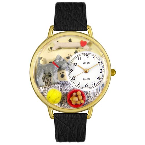 Picture of Whimsical Watches G0130066 Schnauzer Black Skin Leather And Goldtone Watch