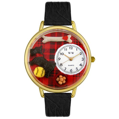 Picture of Whimsical Watches G0130067 Scottie Black Skin Leather And Goldtone Watch