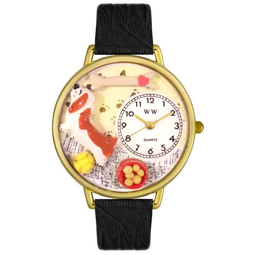 Picture of Whimsical Watches G0130078 Basset Hound Black Skin Leather And Goldtone Watch