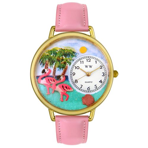 Picture of Whimsical Watches G0150001 Flamingo Pink Leather And Goldtone Watch