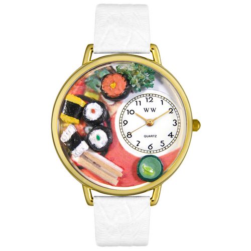 Picture of Whimsical Watches G0310013 Sushi White Leather And Goldtone Watch