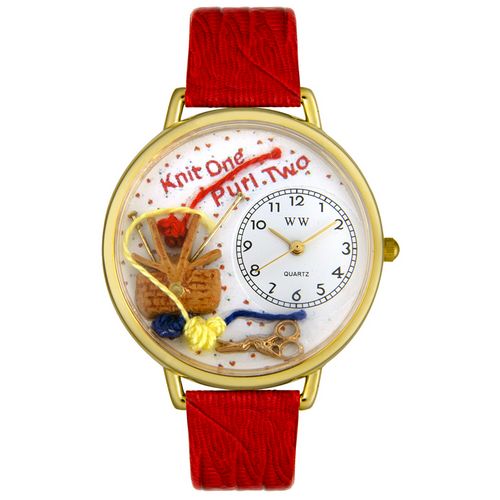 Picture of Whimsical Watches G0410003 Knitting Red Leather And Goldtone Watch