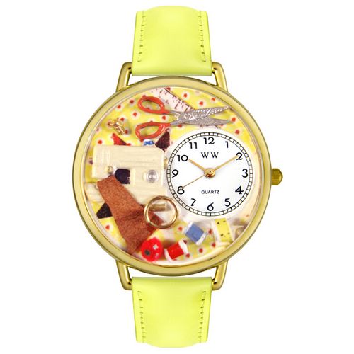 Picture of Whimsical Watches G0450001 Sewing Yellow Leather And Goldtone Watch