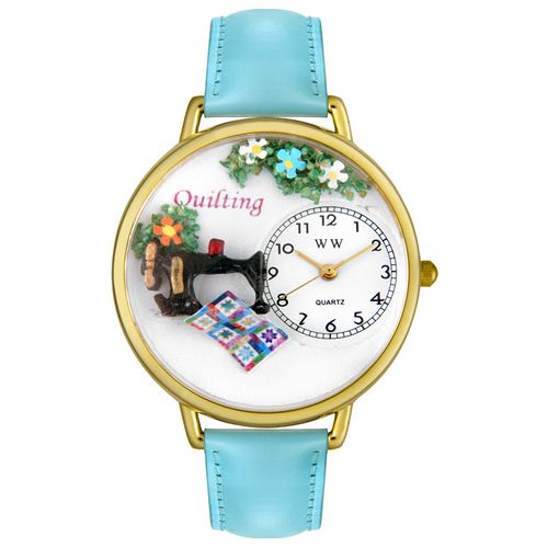 Picture of Whimsical Watches G0450012 Quilting Baby Blue Leather And Goldtone Watch