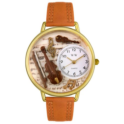 Picture of Whimsical Watches G0510002 Violin Tan Leather And Goldtone Watch