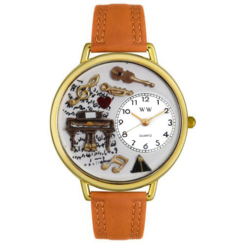 Picture of Whimsical Watches G0510007 Music Piano Tan Leather And Goldtone Watch