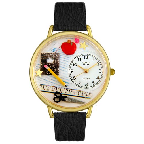 Picture of Whimsical Watches G0640001 Teacher Black Skin Leather And Goldtone Watch