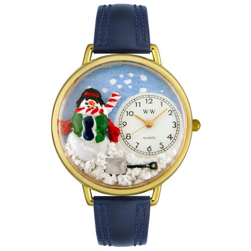 Picture of Whimsical Watches G1220008 Christmas Snowman Red Leather And Goldtone Watch