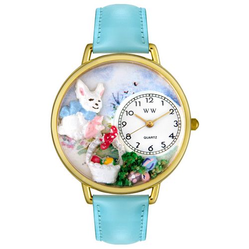 Picture of Whimsical Watches G1220016 Easter Eggs Baby Blue Leather And Goldtone Watch