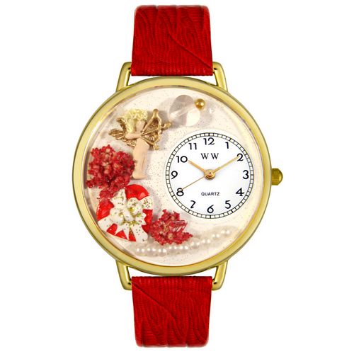 Picture of Whimsical Watches G1220033 Valentines Day Red Red Leather And Goldtone Watch
