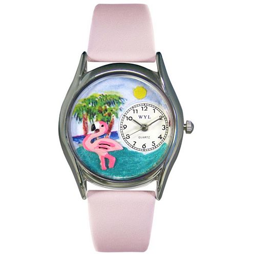 Picture of Whimsical Watches S0150010 Flamingo Pink Leather And Silvertone Watch