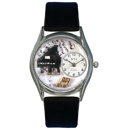 Picture of Whimsical Watches S0510001 Music Piano Black Leather And Silvertone Watch