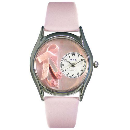 Picture of Whimsical Watches S0510005 Ballet Shoes Pink Leather And Silvertone Watch