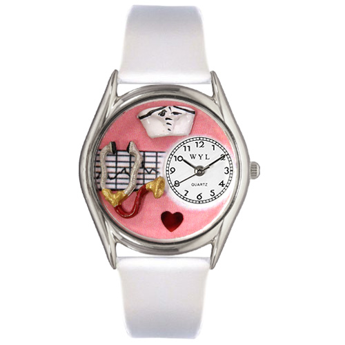 Picture of Whimsical Watches S0610030 Nurse Red White Leather And Silvertone Watch