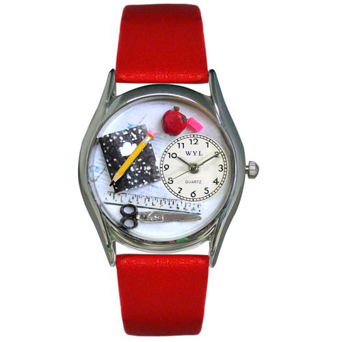 Picture of Whimsical Watches S0640002 Teacher Red Leather And Silvertone Watch