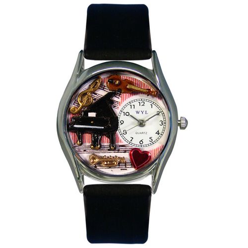 Picture of Whimsical Watches S0640014 Music Teacher Black Leather And Silvertone Watch