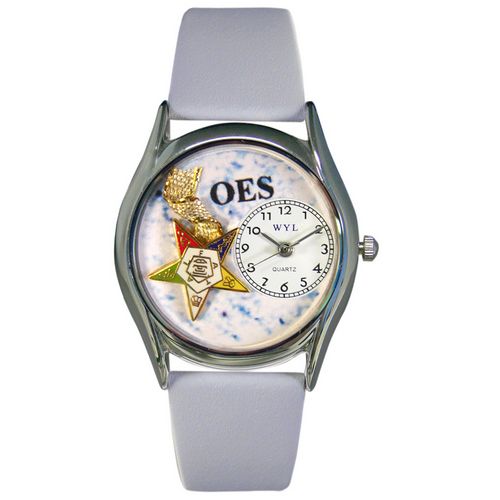 Picture of Whimsical Watches S0710008 Order of the Eastern Star Baby Blue Leather And Silvertone Watch