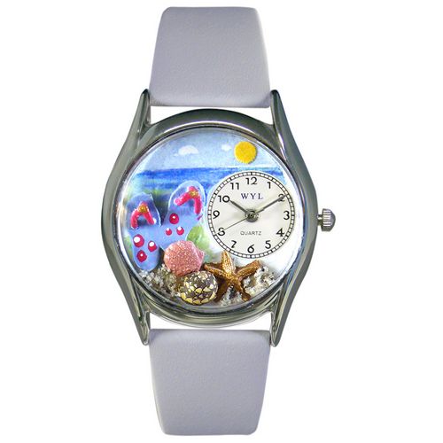 Picture of Whimsical Watches S1210013 Flip-flops bay Blue Leather And Silvertone Watch