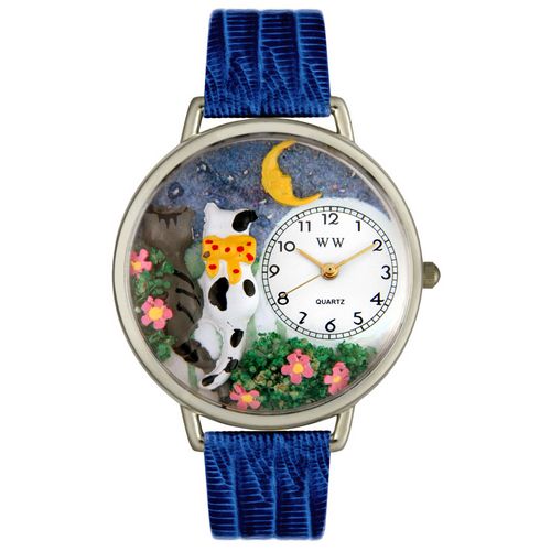 Picture of Whimsical Watches U0120009 Cats Night Out Royal Blue Leather And Silvertone Watch