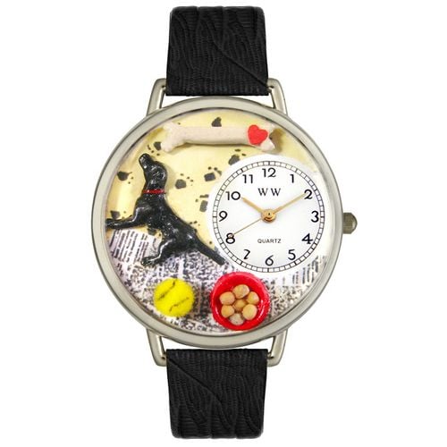 Picture of Whimsical Watches U0130011 Labrador Retriever Black Skin Leather And Silvertone Watch