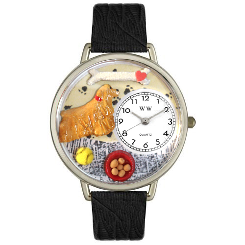 Picture of Whimsical Watches U0130027 Cocker Spaniel Black Skin Leather And Silvertone Watch