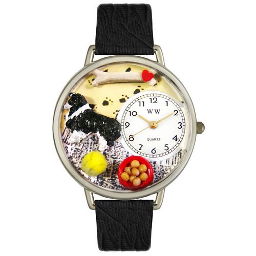 Picture of Whimsical Watches U0130028 Border Collie Black Skin Leather And Silvertone Watch