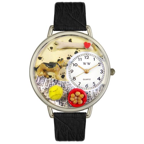 Picture of Whimsical Watches U0130040 German Shepherd Black Skin Leather And Silvertone Watch