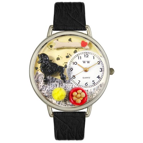 Picture of Whimsical Watches U0130059 Poodle Black Skin Leather And Silvertone Watch