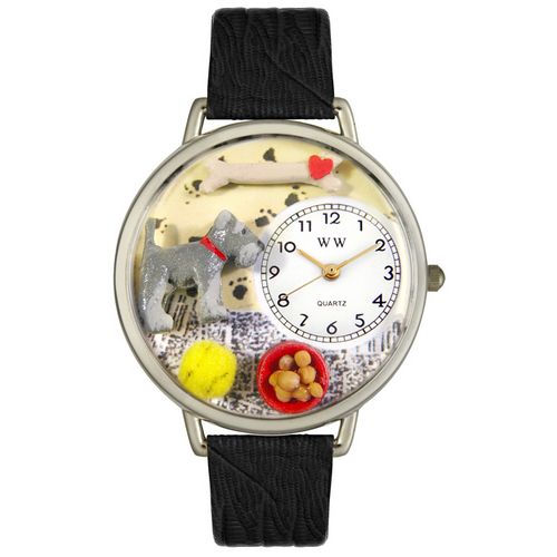 Picture of Whimsical Watches U0130066 Schnauzer Black Skin Leather And Silvertone Watch
