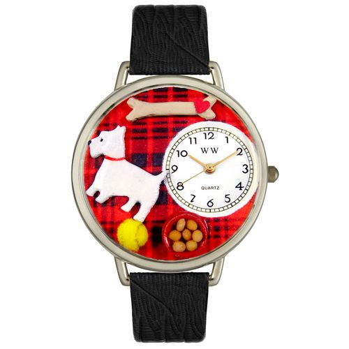 Picture of Whimsical Watches U0130073 Westie Black Skin Leather And Silvertone Watch