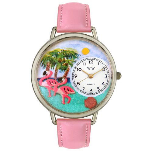 Picture of Whimsical Watches U0150001 Flamingo Pink Leather And Silvertone Watch