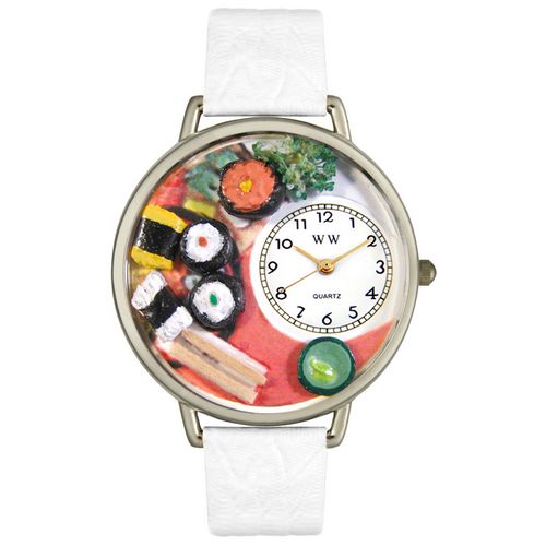 Picture of Whimsical Watches U0310013 Sushi White Leather And Silvertone Watch