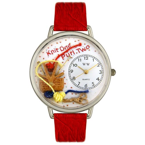 Picture of Whimsical Watches U0410003 Knitting Red Leather And Silvertone Watch