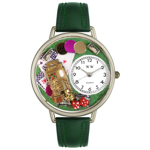 Picture of Whimsical Watches U0430005 Casino Hunter Green Leather And Silvertone Watch