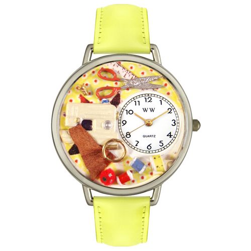 Picture of Whimsical Watches U0450001 Sewing Yellow Leather And Silvertone Watch