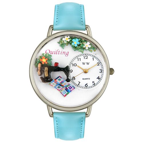 Picture of Whimsical Watches U0450012 Quilting Baby Blue Leather And Silvertone Watch