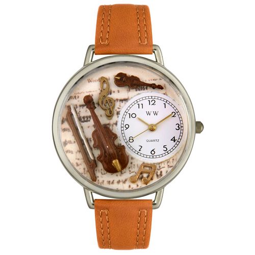 Picture of Whimsical Watches U0510002 Violin Tan Leather And Silvertone Watch